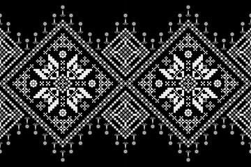 Rich seamless ethnic pixel pattern featuring elegant floral-like motifs in vibrant turquoise and golden yellow on a deep maroon background. Ideal for traditional and modern textiles, fashion,  digital