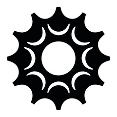 Fototapeta premium Black gear illustration featuring semicircular openings and a central circular void on white