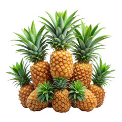 Pineapples with spiky green crowns on Transparent background PNG