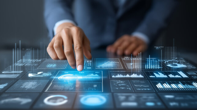 Businessman work closely on creen check financial analysis data.