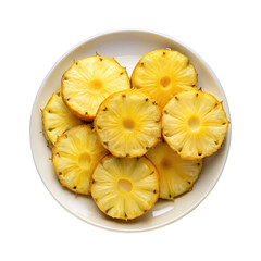 Pineapple slices on a white plate on Transparent background PNG