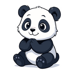 Little Panda Cartoon Cute Panda Sitting Mascot Illustrations