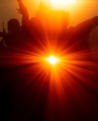 Fototapeta premium Celebratory Armed Forces Silhouette at Dawn, Victory in the Field