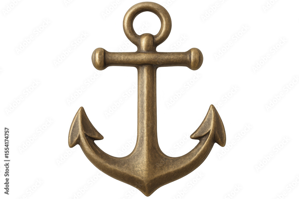 Fototapete Brass anchor resting on a transparent background, serving as an ideal element for various maritime-themed design projects