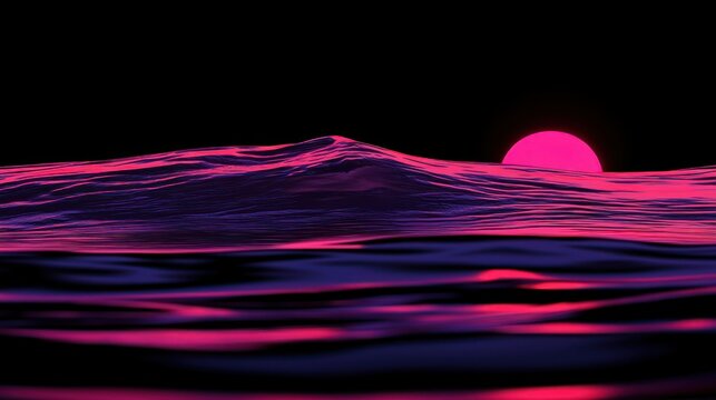 The Glowing Sunset Over Waves On The Deep Ocean