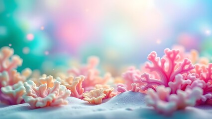 Delicate coral formations in pastel hues underwater