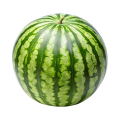 Watermelon a refreshing summer fruit with its signature green stripes on Transparent background PNG
