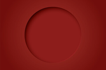 Red background with 3D circle frame paper cut style graphic illustration have blank space.