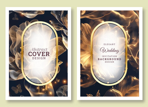 Wedding invitation template, business brochure template, luxury golden flower doco, flyer design, universal background, versatile vector background, creative brochure template, party invitation - Powered by Adobe