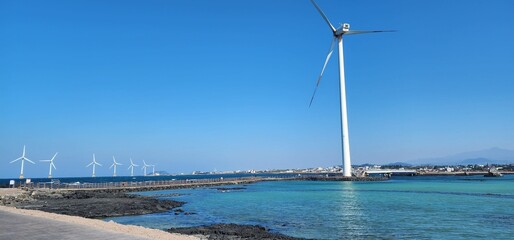 제주 신창 풍력해안단지, 대한민국 - 2022년 11월 1일 촬영