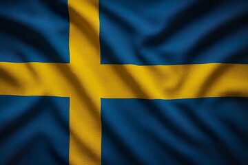 Swedish National Flag – Blue with Yellow Cross – Realistic Waving Texture