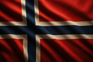 Obraz premium Flag of Norway – Red with Blue Cross – Realistic Fabric Rendering 