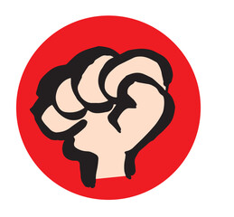 握りこぶし　グーの手の和風円形アイコン 