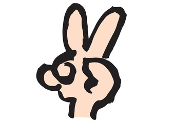 ピースサイン　チョキの手の和風イラスト