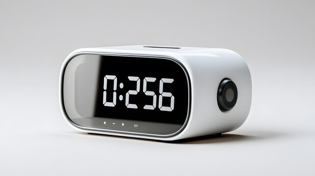High resolution smart clock touchscreen interface white backdrop innovative AI powered alarm clock compact futuristic design ideal tech startup or gadget branding visuals   transparent