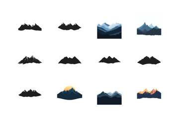 Camping and travel icon set: vector illustration with mountain, tent, and nature symbols