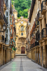 Main street in the old town of the tourist city of San Sebastian in the Basque Country