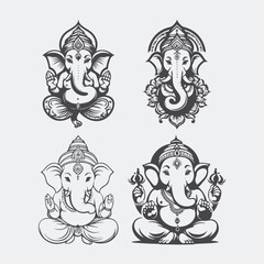 Elegant ganesh chaturthi wishes background in line art
