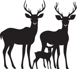 set of deer silhouettes, deer, animal, silhouette, vector, reindeer, wild, nature, mammal, illustration, wildlife, elk, antler, stag, cartoon, antelope, head, antlers, animals, horn, forest, design, h