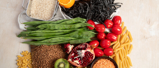 Healthy low carbs products. Ketogenic diet concept.
