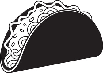 taco silhouette. Tacos food silhouette illustration. Tacos silhouette on a white background vector illustration. Taco with tortilla shell Mexican lunch