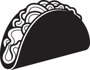 taco silhouette. Tacos food silhouette illustration. Tacos silhouette on a white background vector illustration. Taco with tortilla shell Mexican lunch