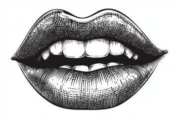 Trendy grunge design is represented by this abstract halftone mouth collage element
