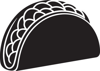 taco silhouette. Tacos food silhouette illustration. Tacos silhouette on a white background vector illustration. Taco with tortilla shell Mexican lunch