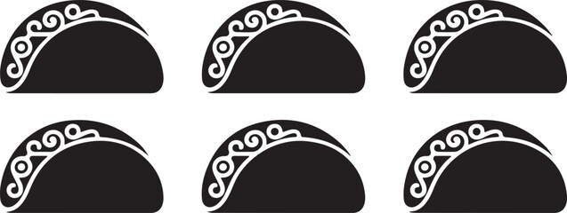 taco silhouette. Tacos food silhouette illustration. Tacos silhouette on a white background vector illustration. Taco with tortilla shell Mexican lunch
