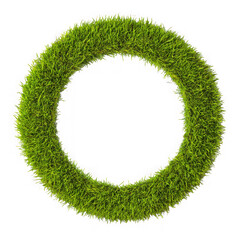 Green grass circle on dark field on transparent background