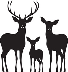 set of deer silhouettes, deer, animal, silhouette, vector, reindeer, wild, nature, mammal, illustration, wildlife, elk, antler, stag, cartoon, antelope, head, antlers, animals, horn, forest, design, h