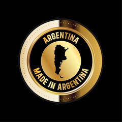 Fototapeta premium Map of Argentina. Vector illustration. Logo, Icon, and Symbol. Argentina map gold seal. 