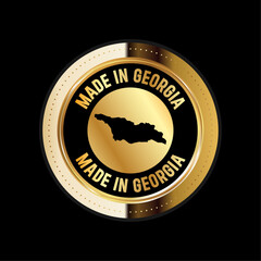 Map of Georgia. Vector illustration. Logo, Icon, and Symbol. Georgia map gold seal. 
