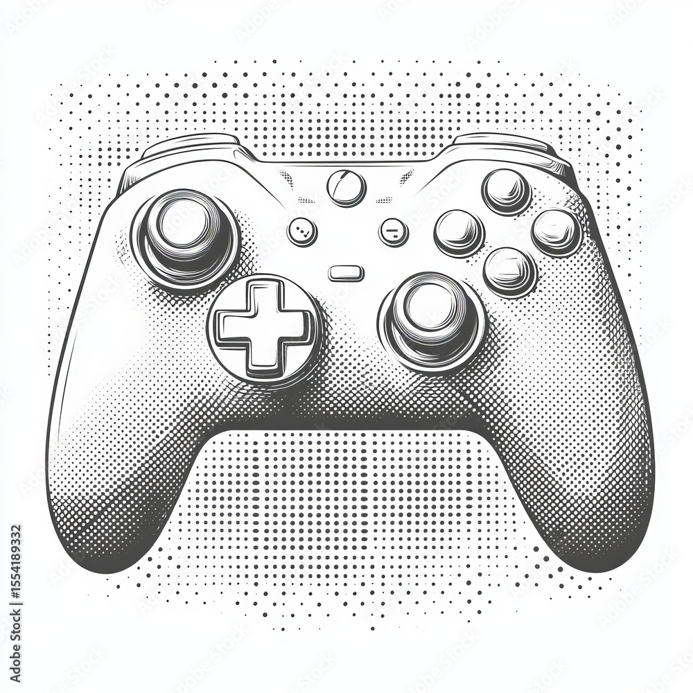 Fototapete the 1980s and 1990s computer game controller has been reimagined as a modern design element with a d