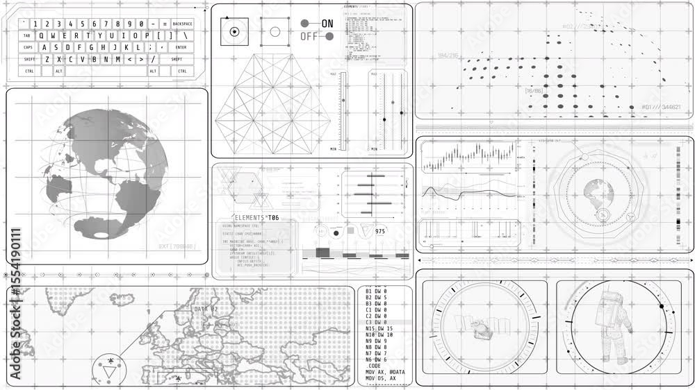 Canvas Prints animated high-tech interface for satellite earth observation