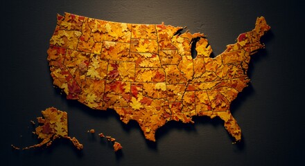 Autumn's Embrace: A Fallen Leaf Map of the United States