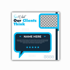 Modern Client testimonial vector design template. Customer feedback testimonial social media post template, creative client testimonial template design, editable text information color,