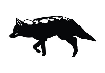 coyote vector art, black and white coyote graphic design