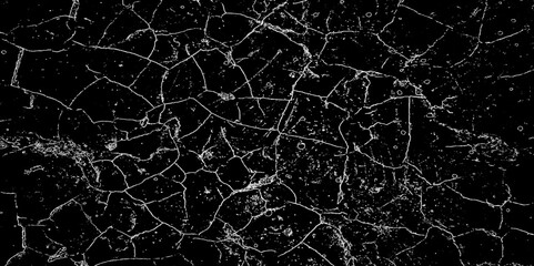 Crack and scratched grunge dust wall urban background texture vector. crack cement wall texture. white textured grainy cracked ground lines isolated on black. distressed overlay grainy texture.