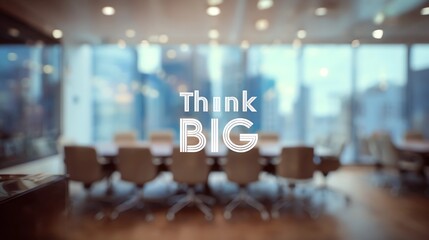 Positive thinking message "Think Big" against a soft blur setting, for use in professional development or life coaching visuals.