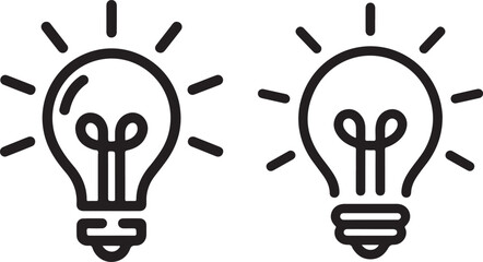 Two Simple Line Art Lightbulb Icons Idea Symbols for Web Design