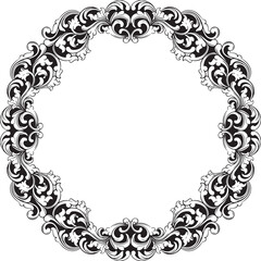 Vintage baroque frame with floral ornament engraving illustration art