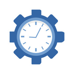Blue Gear with White Clock Face for Time Management Efficiency