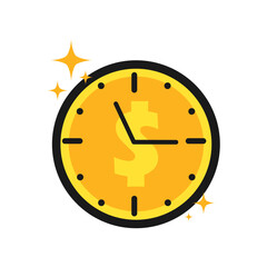 Gold Clock Face with Dollar Sign and Black Outline for Time is Money