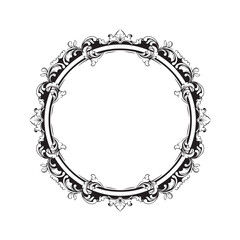 Vintage baroque frame with floral ornament engraving illustration art