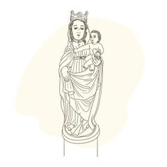 Virgin Mary and baby Jesus. Our lady of the Pillar. Catholic church.