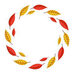 Minimalist Wreath with Red and Yellow Autumn Leaves