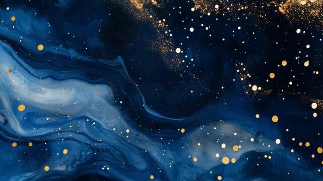 Animation of starry summer night with glowing fireflies
