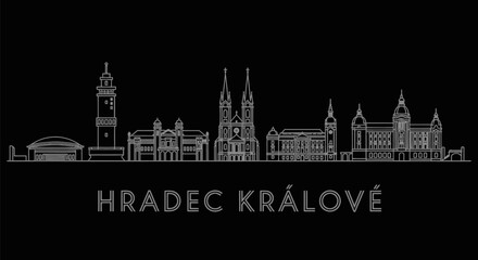 Obraz premium Hradec Krlov Skyline Czech City Outline.