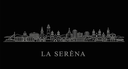 Obraz premium La Serena Chile Skyline with minimal vector art.